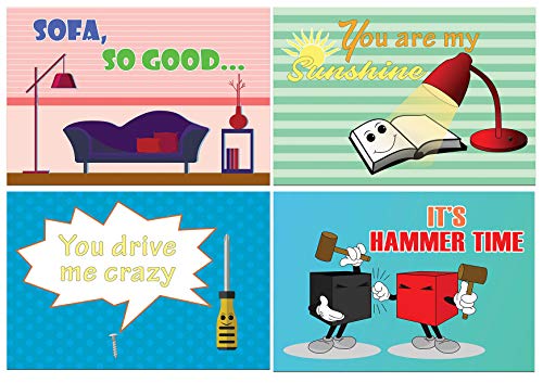 Creanoso Things Comedic Postcards (60-Pack) – Assorted Card Stock Bulk Set – Premium Quality Greeting Cards Stock – Funny and Cool Gift Tokens for Men Women Adults Employees
