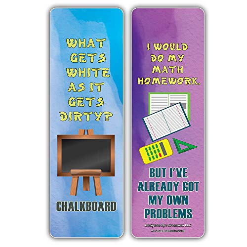 Creanoso School One Liners Jokes Bookmarks Series 3 (60-Pack) – Six Assorted Quality Bookmarker Cards Set – Premium Gift Token Giveaways for Men, Women, Adults – Cool Book Page Clippers
