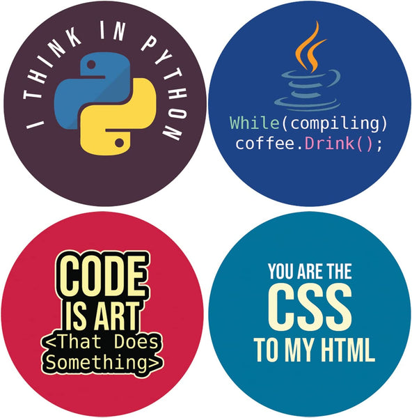 Programming Language Stickers (5 Sets X 16 Designs)