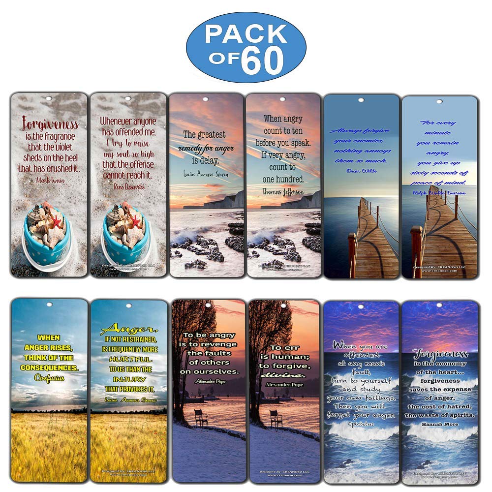 Creanoso Inspirational Bookmarks Cards - Anger Management & Forgivenes