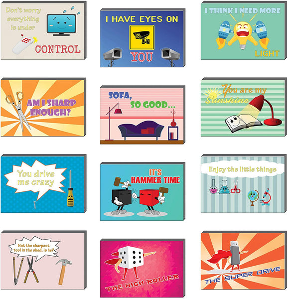 Creanoso Things Comedic Postcards (60-Pack) – Assorted Card Stock Bulk Set – Premium Quality Greeting Cards Stock – Funny and Cool Gift Tokens for Men Women Adults Employees
