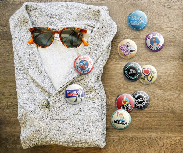 My Doctor My Hero Pinback Buttons (10-Pack) - Large 2.25" Frontliner Heroes, Doctor, Medical Designs Pins Badge