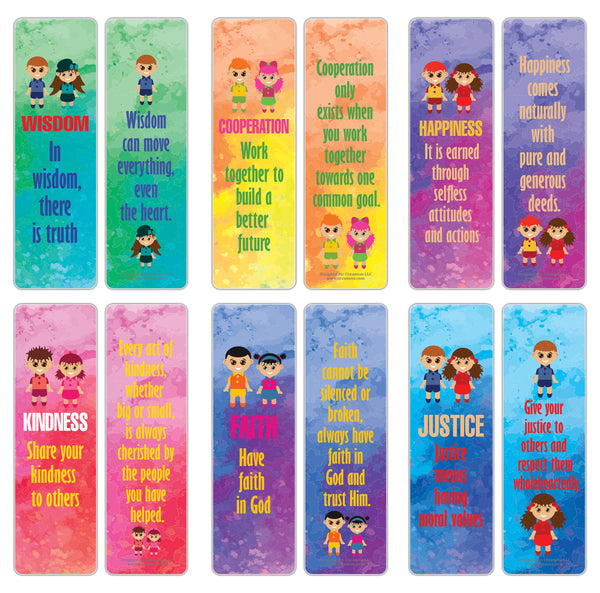 Creanoso Good Values Bookmarks for Kids Series 2 (30-Pack) – Awesome Bookmarks for Young Bookworm – Unique Book Reading Page Binders – Stocking Stuffers Gifts Rewards Token Ideas