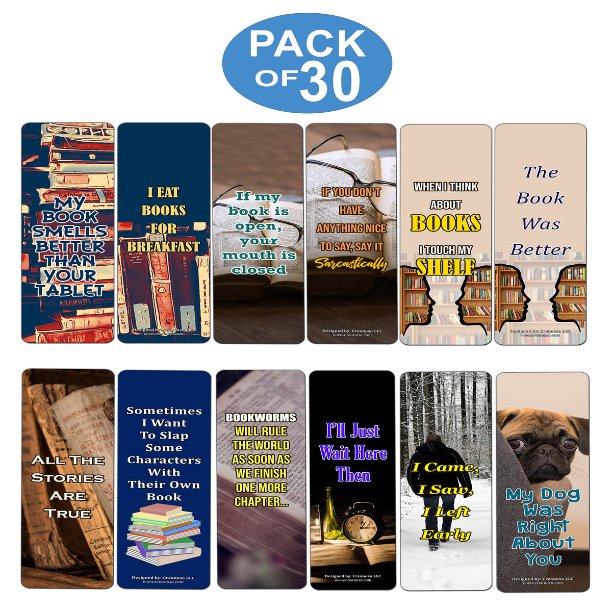 Creanoso Sarcastic Bookmarks Cards Premium Gift Set Awesome Bookmarks