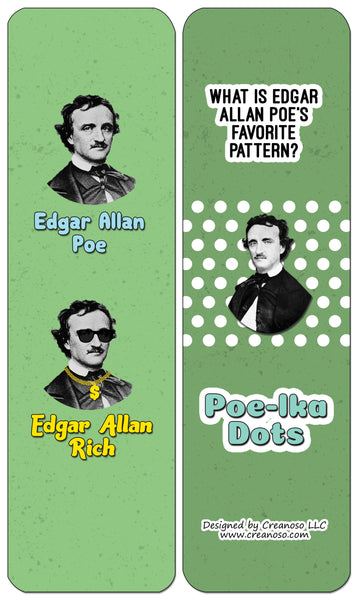 Creanoso Edgar Allan Poe Jokes Bookmarks - Amazing Stocking Stuffers and Gift Set or Party favors