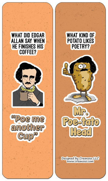 Creanoso Edgar Allan Poe Jokes Bookmarks - Amazing Stocking Stuffers and Gift Set or Party favors