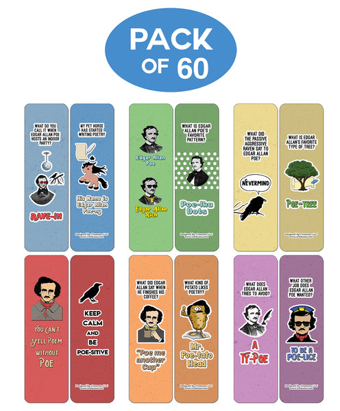 Creanoso Edgar Allan Poe Jokes Bookmarks - Amazing Stocking Stuffers and Gift Set or Party favors