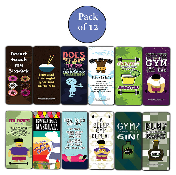 CNSBM5055 - Funny Workout Quotes Bookmarks Cards (12-Pack)