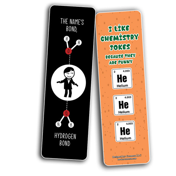 Funny Chemistry Jokes Bookmarks (30-Pack) - Classroom Reward Incentives for Students and Children - Stocking Stuffers Party Favors & Giveaways for Teens & Adults