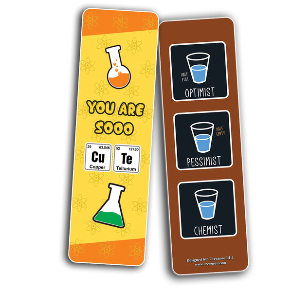 Funny Chemistry Jokes Bookmarks (30-Pack) - Classroom Reward Incentives for Students and Children - Stocking Stuffers Party Favors & Giveaways for Teens & Adults