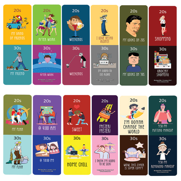 Funny Illustration 20s vs 30s Bookmark Card (30 Pack) - Great Reading Rewards Incentives for Book Lovers & Literature Gifts for Young Readers