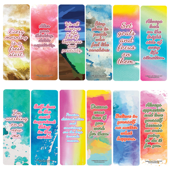 Calligraphy Inspirational Bookmarks (12-Pack) – Daily Inspirational Card Set – Interesting Book Page Clippers – Great Gifts for Kids and Teens