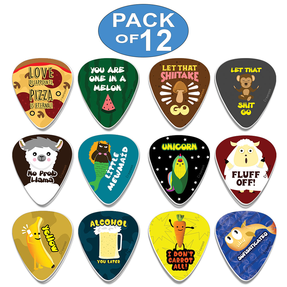 Creanoso Novelty Plectrum Guitar Picks 12 Pack Premium Music Gifts Guitar Accessory