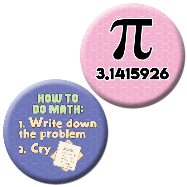 Creanoso Funny Pinback Buttons - Math Jokes (10-Pack) - Stocking Stuffers Premium Quality Gift Ideas for Children, Teens, & Adults - Corporate Giveaways & Party Favors
