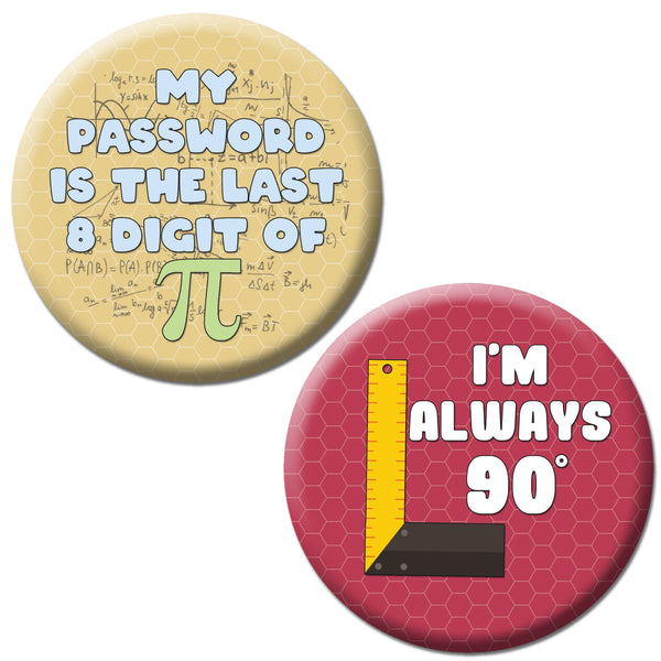 Creanoso Funny Pinback Buttons - Math Jokes (10-Pack) - Stocking Stuffers Premium Quality Gift Ideas for Children, Teens, & Adults - Corporate Giveaways & Party Favors