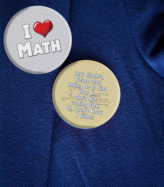 Creanoso Funny Pinback Buttons - Math Jokes (10-Pack) - Stocking Stuffers Premium Quality Gift Ideas for Children, Teens, & Adults - Corporate Giveaways & Party Favors