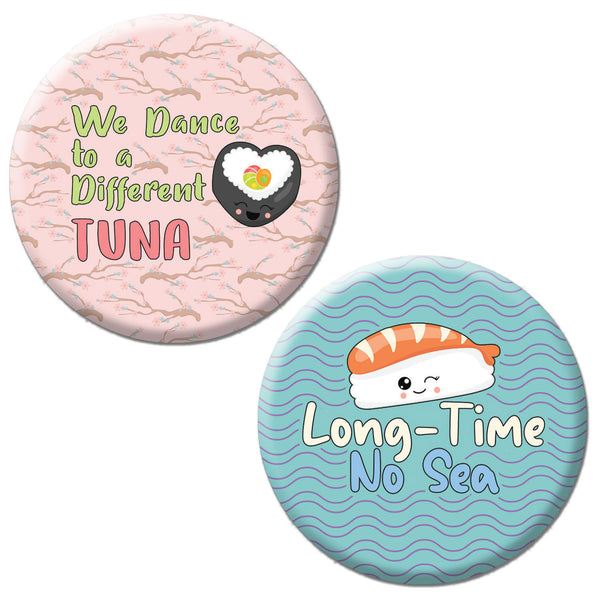 Creanoso Cute Sushi Pinback buttons (10-Pack) - Stocking Stuffers Premium Quality Gift Ideas for Children, Teens, & Adults - Corporate Giveaways & Party Favors
