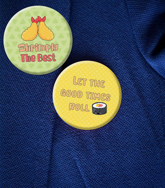 Creanoso Cute Sushi Pinback buttons (10-Pack) - Stocking Stuffers Premium Quality Gift Ideas for Children, Teens, & Adults - Corporate Giveaways & Party Favors