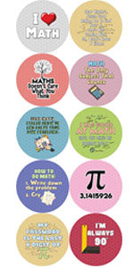 Creanoso Funny Pinback Buttons - Math Jokes (10-Pack) - Stocking Stuffers Premium Quality Gift Ideas for Children, Teens, & Adults - Corporate Giveaways & Party Favors