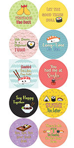 Creanoso Cute Sushi Pinback buttons (10-Pack) - Stocking Stuffers Premium Quality Gift Ideas for Children, Teens, & Adults - Corporate Giveaways & Party Favors