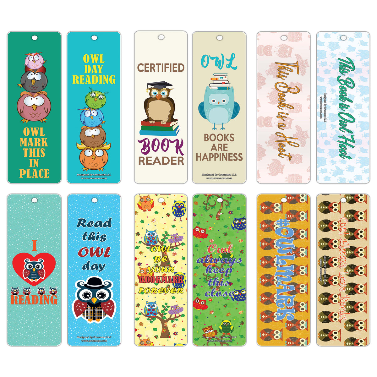Creanoso Owl Reading Bookmarks - Inspirational Book Reading Sayings fo