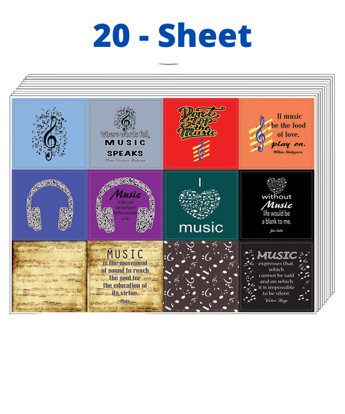 Music Theme Inspirational Quotes Stickers (20 Sets X 16 Designs)