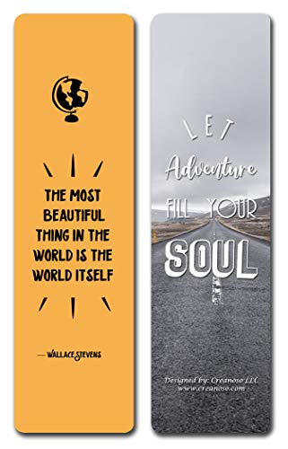 Creanoso Inspirational Travel & Nature Quotes Bookmarks (60-Pack) ÃƒÂ¢Ã¢â€šÂ¬Ã¢â‚¬Å“ Awesome Bookmarks for Travelers, Tourists Adult Men & Women, Teens ÃƒÂ¢Ã¢â€šÂ¬Ã¢â‚¬Å“ Travel Giveaways ÃƒÂ¢Ã¢â€šÂ¬Ã¢â‚¬Å“ Corporate Rewards Incentives