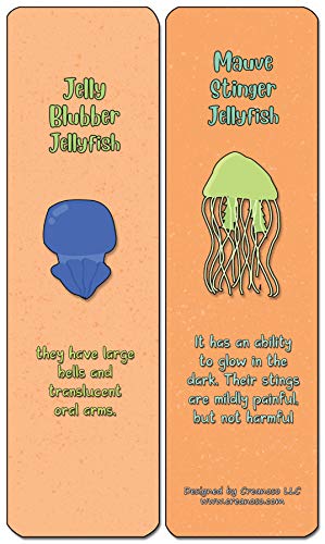 Creanoso Jellyfish Bookmark Cards (60-Pack) - Premium Quality Gift Ideas for Children, Teens, & Adults for All Occasions - Stocking Stuffers Party Favor & Giveaways