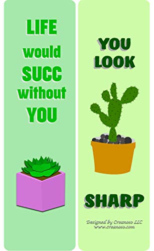 Creanoso Cactus and succulents quotes Bookmarks (30-Pack) - Bookmarker Giveaways for Catcus Lovers,Kids, Girls Ã¢â‚¬â€œ Assorted Collection Bulk Set Page Clip Ã¢â‚¬â€œ Unique Book Reading Rewards Incentive