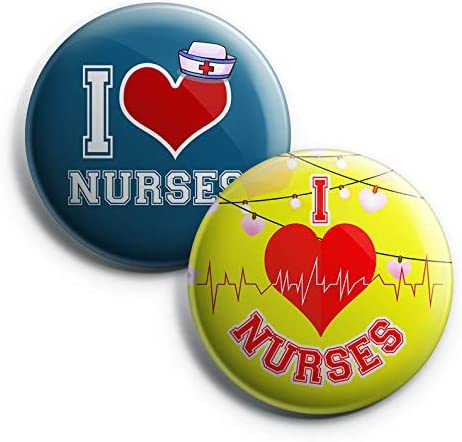I love Nurses Pinback Buttons (10 Pack) - Large 2.25" Boys and Girls Cute Designs Button pins ASIN:B08THDVFQ1