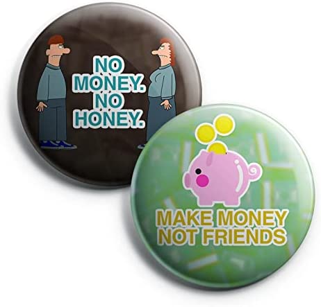 Creanoso Funny Money Button Pins (1-Set X 10 Buttons) - Stocking Stuffers Premium Quality Gift Ideas for Children, Teens, & Adults - Corporate Giveaways & Party Favors