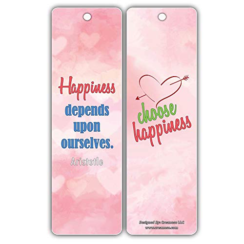 Creanoso Happiness Life Quotes Positive Sayings Bookmark Cards (30-Pack) Ã¢â‚¬â€œ Premium Gifts Bookmarks for Bookworm, Book Nerds, Book Readers Ã¢â‚¬â€œ Stocking Stuffers for Men & Women
