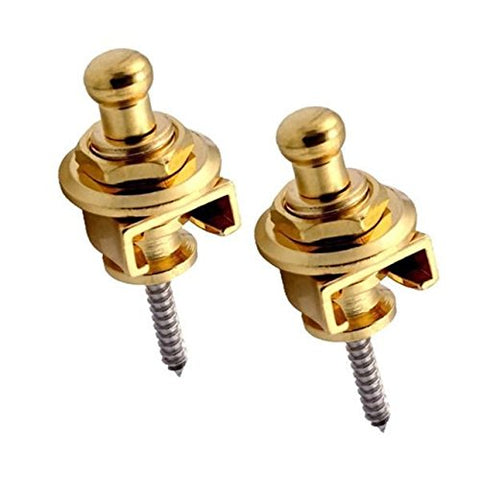 Creanoso Guitar Strap Locks and Buttons Gold (2 Pack) - Schaller-Style Security - for Electric Acoustic Guitar Replacement