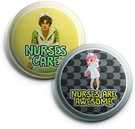 Nurses Rocks Pinback Button Pins (10-Pack) - Large 2.25" Frontliner Nurse, Doctor, Medical Designs Pins Badge