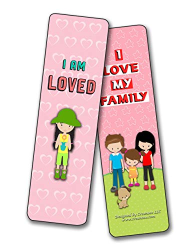 Creanoso Inspirational Cards Bookmarks for Girls - Positive Affirmations to Empower Girls (30-Pack) - Six Bulk Assorted Card Designs Ã¢â‚¬â€œ Book Reading Giveaways
