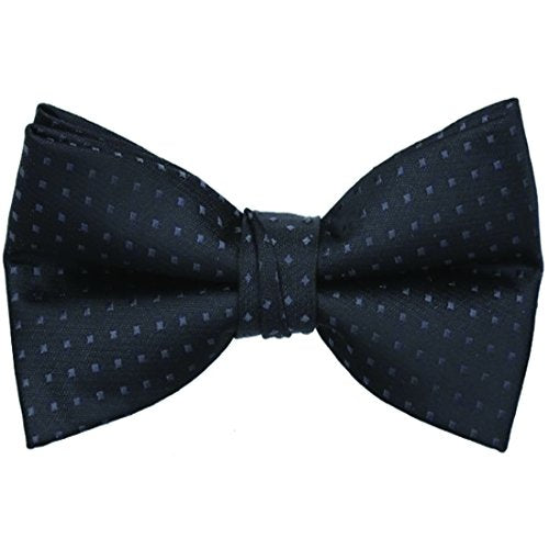 Creanoso Mens Black Bow Tie - Retro Square Checkered Plaid Jacquard