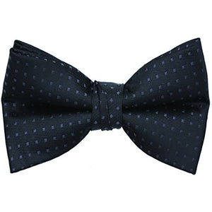 Creanoso Mens Black Bow Tie - Retro Square Checkered Plaid Jacquard