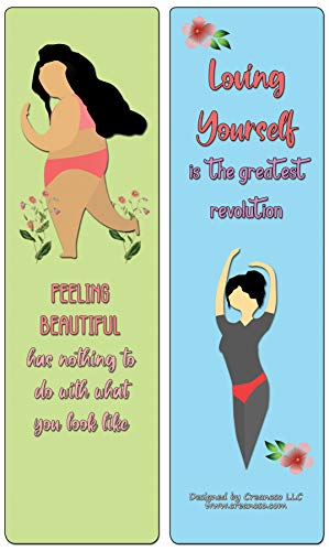 Creanoso Body Positivity for Women Bookmarks (30-Pack) - Assorted Designs for Women - Premium Quality Gift Ideas - Stocking Stuffers Party Favors & Giveaways for Teens & Adults