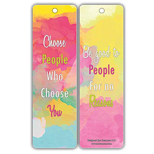 Creanoso Happiness Life Quotes Positive Sayings Bookmark Cards (30-Pack) Ã¢â‚¬â€œ Premium Gifts Bookmarks for Bookworm, Book Nerds, Book Readers Ã¢â‚¬â€œ Stocking Stuffers for Men & Women