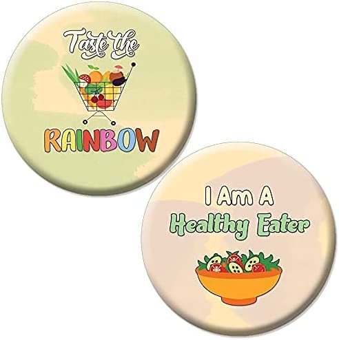 Live Healthy Pinbuttons (1 Set x 10 Designs) - Premium Quality Incentive Gift Ideas for Friends and Family