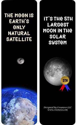 Creanoso Fun facts about the Moon Bookmarks (30-Pack) - Great Gift Idea Set Ã¢â‚¬â€œ Perfect for Loved One or Friend, Especially Those who Loves to Read Books