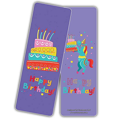 Creanoso Birthday Party Bookmarks (30-Pack) Ã¢â‚¬â€œ Birthday Party Reading Bookmarkers Bulk Card Set Ã¢â‚¬â€œ Premium Quality Cards Ã¢â‚¬â€œ Stocking Stuffers Gift for Boys, Girls, Teens, Kids, Adult