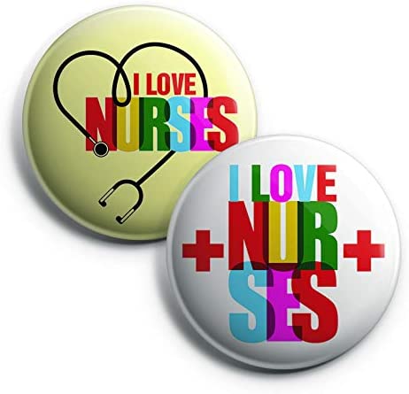 I love Nurses Pinback Buttons (10 Pack) - Large 2.25" Boys and Girls Cute Designs Button pins ASIN:B08THDVFQ1