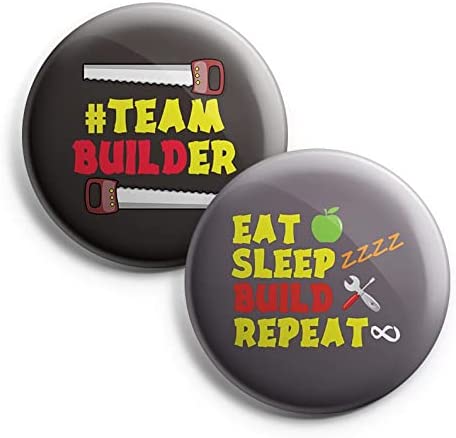 Creanoso I am a Builder Pinback Buttons (1 Set x 10 Buttons) - Stocking Stuffers Premium Quality Gift Ideas for Children, Teens, & Adults - Corporate Giveaways & Party Favors