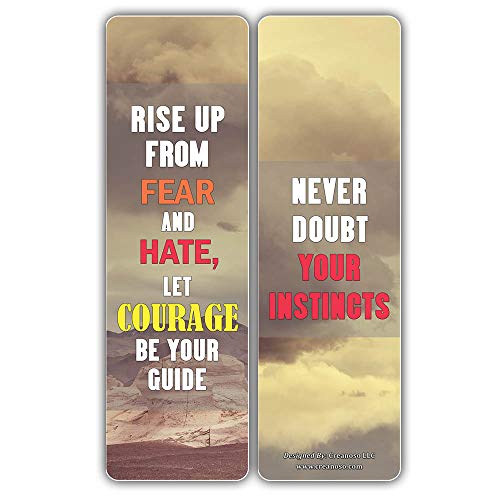 Creanoso Courage Quotes Inspirational Sayings Bookmark Cards (30-Pack) Ã¢â‚¬â€œ Reading Bookmarks Collection Set Ã¢â‚¬â€œ Stocking Stuffers for Men & Women, Teens, Adults
