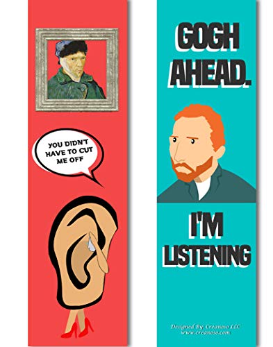 Creanoso Funny Bookmark Series 1 - Vincent Van Gogh Jokes (60-Pack) - Stocking Stuffers Gifts for Men Women Teens Kids