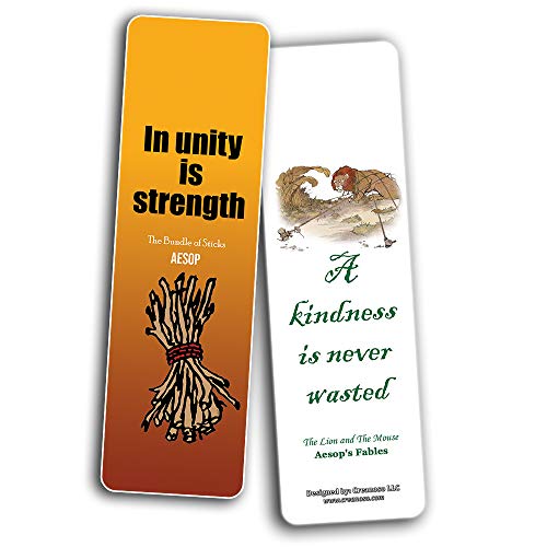 Aesop's Fables Moral Stories Bookmarks Cards (30-Pack) - Bookish Reading Club Gifts - Classroom Incentives Reward - Stocking Stuffers for Kids Boys Girls - Party Favors Supplies