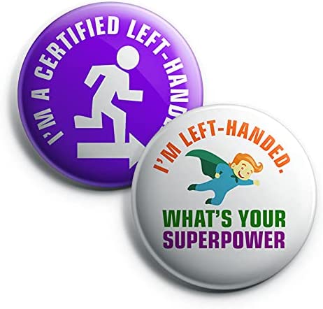 Left Handed Pinback Buttons (1 Set x 10 Designs)
