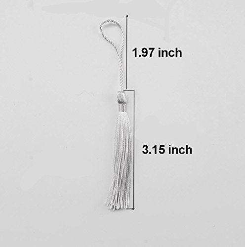 Creanoso Bookmark Tassels (Silver Gray) - 100% handmade with anti-wrinkled premium quality - Suitable for DIY Bookmarks Jewelry Making Graduation Wedding Decoration Souvenirs