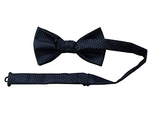 Creanoso Mens Pre-Tied Black Bow Tie - Luxury Diamond Jacquard
